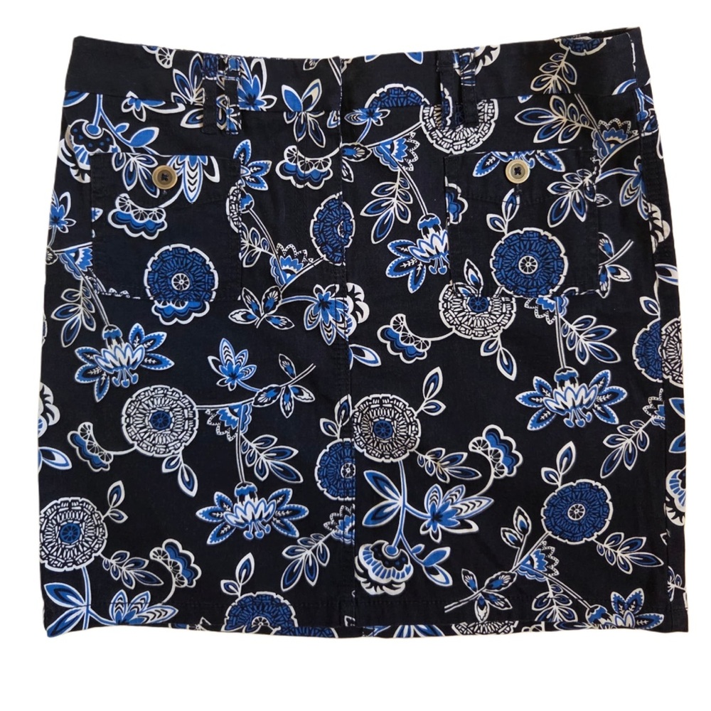 LOFT Navy and Blue Floral Skirt - Picture 2 of 4